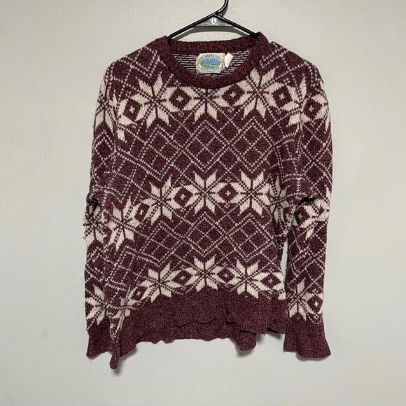 Sweaters - Women's Burgundy and Cream Sweater royal north mills outfitters